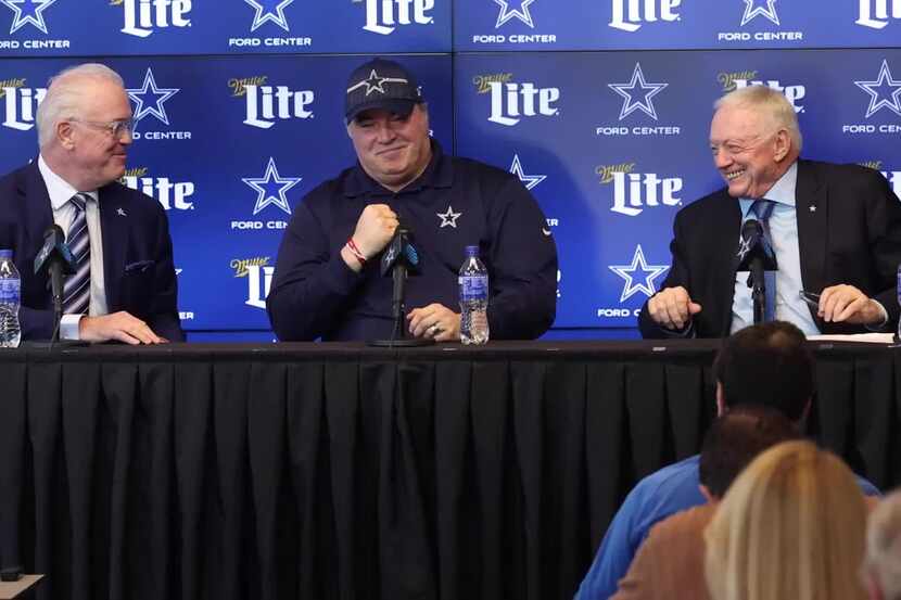Jerry Jones, Stephen Jones and Mike McCarthy answered questions about the Cowboys prior to...
