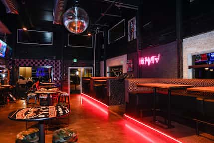 A back room of Koe Wetzel's Riot Room in Fort Worth is rock 'n' roll themed.