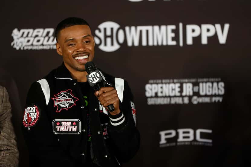 WBC and IBF world champion Errol “The Truth” Spence Jr., speaks during a press conference...