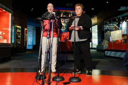 FC Dallas President Dan Hunt (left) speaks alongside Dallas Sports Commission Executive...