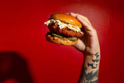Project Pollo sells a Nashville hot chikn sandwich made with plant-based protein, not...