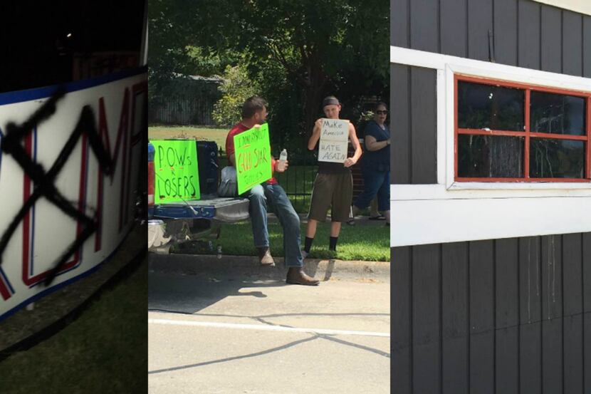 Kimberly Loyd's home has been vandalized and protested because of the large, homemade Donald...