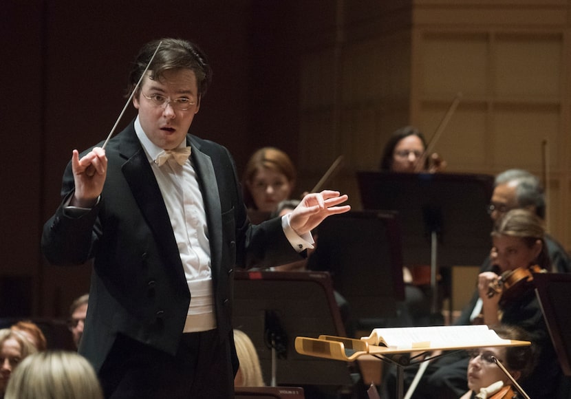 Guest Conductor James Feddeck leads the Dallas Symphony Orchestra as they perform...