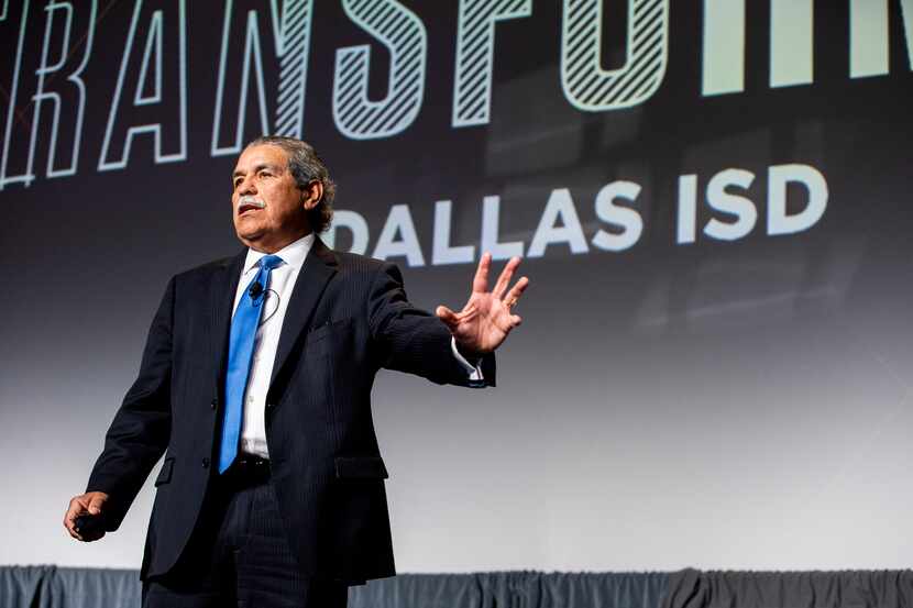 Superintendent Michael Hinojosa speaks during Dallas ISD's annual state of the district...
