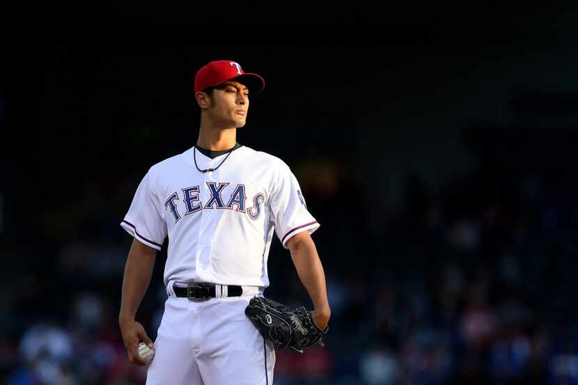 Texas Rangers starting pitcher Yu Darvish (11) in the 1st inning of MLB Baseball action...