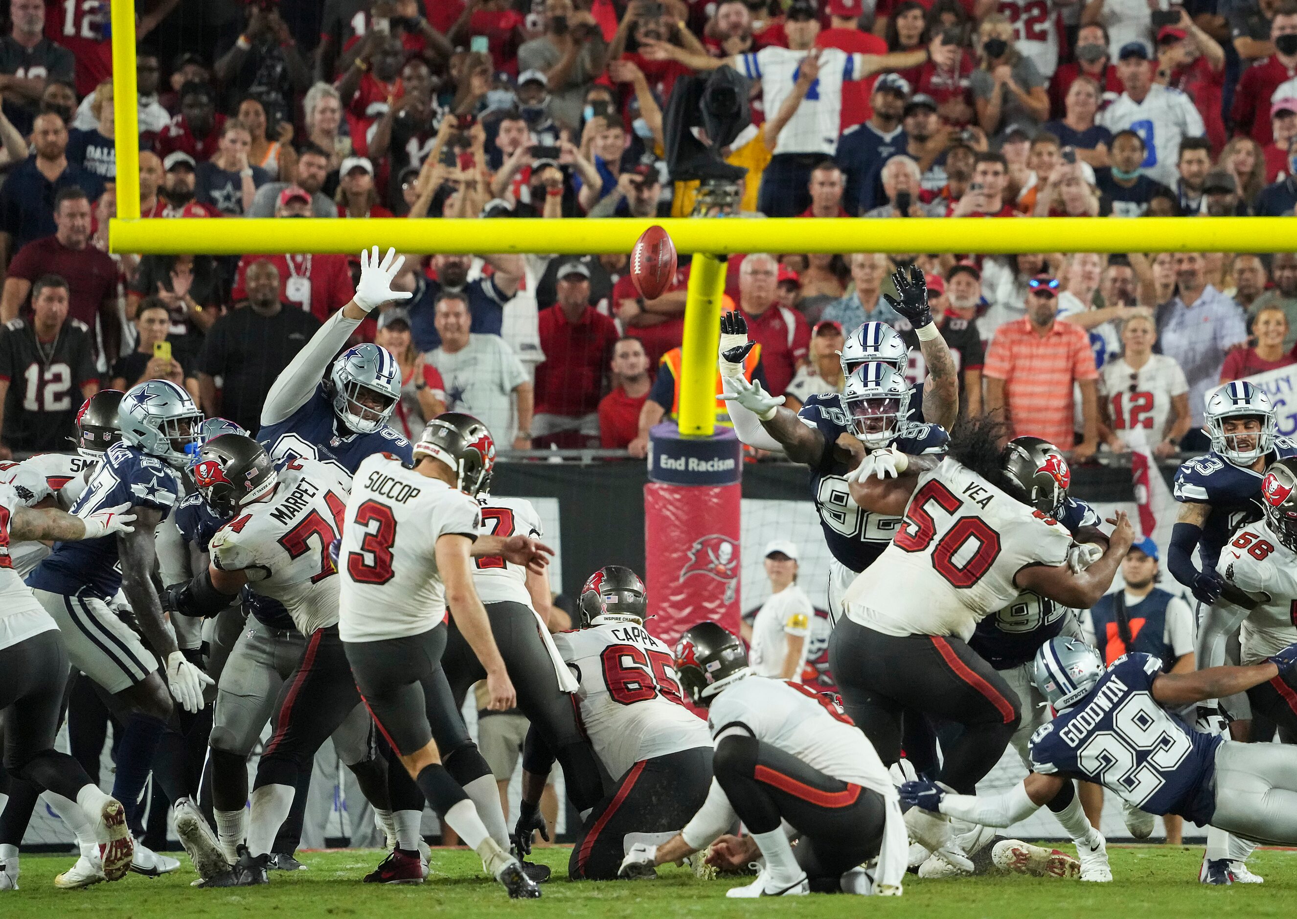 Tampa Bay Buccaneers place kicker Ryan Succop (3) kicks a game-winning field goal in the...