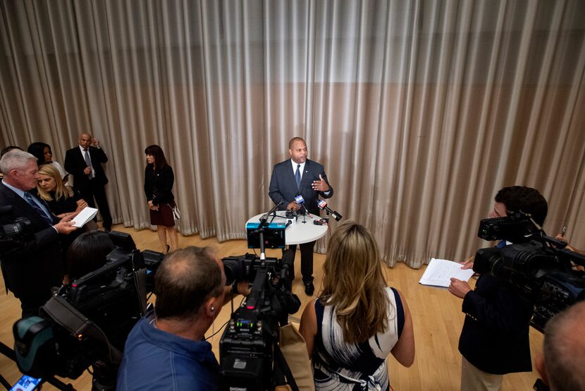 Newly-inaugurated Dallas Mayor Eric Johnson answers questions from the media about his plans...