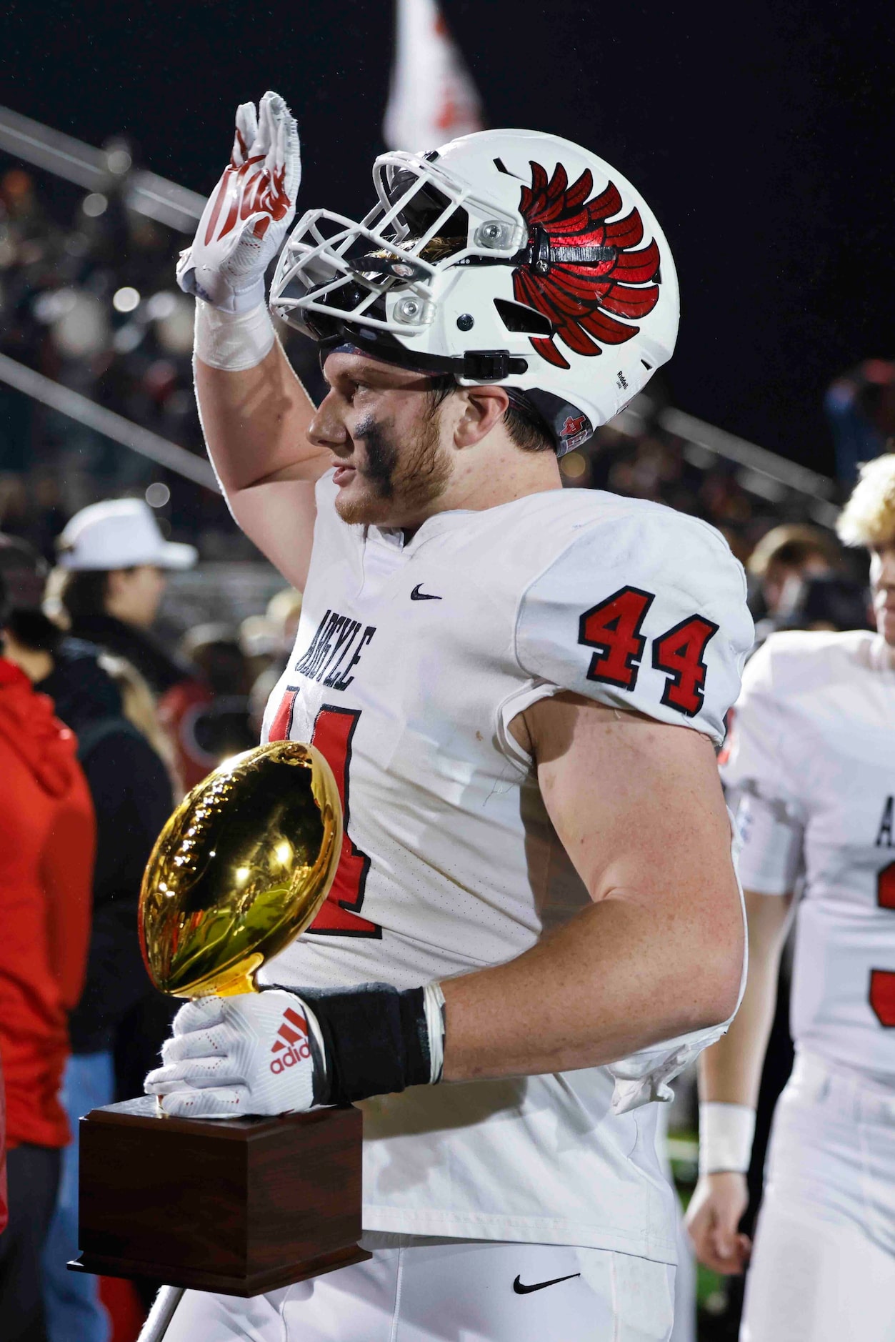 Argyle High’s Riley Van Poppel after winning against Grapevine High at Dragon Stadium in...