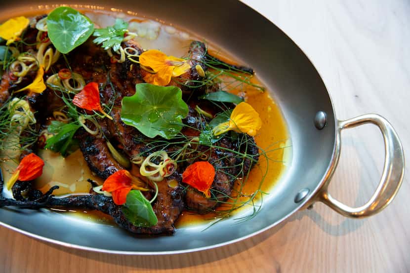 The grilled octopus is shown at the new restaurant, Meridian, in The Village area of Dallas