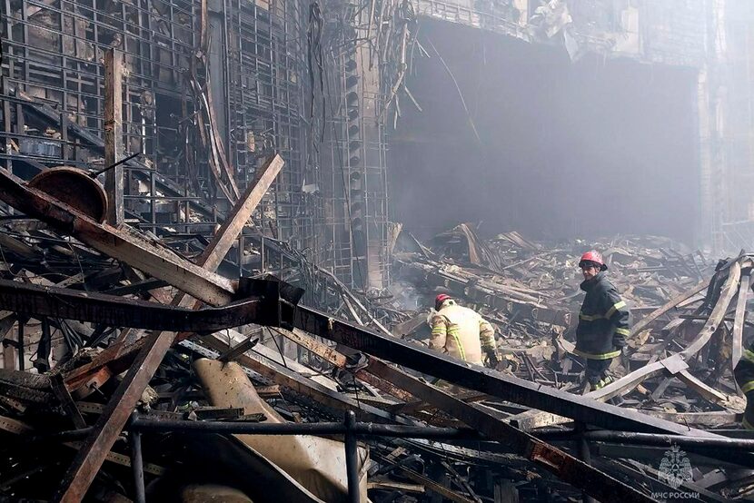 In this photo released by Russian Emergency Ministry Press Service on Saturday, March 23,...