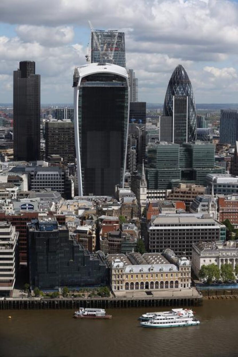 
A general view over the City of London from the reception of the Shangri-La Hotel at the...