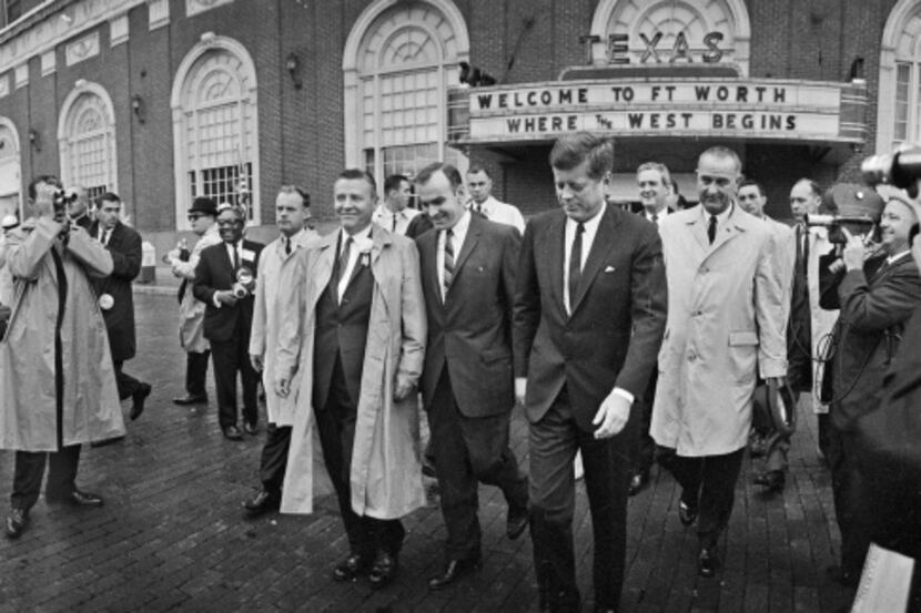 President John F. Kennedy and Vice President Lyndon Johnson walked through downtown Fort...