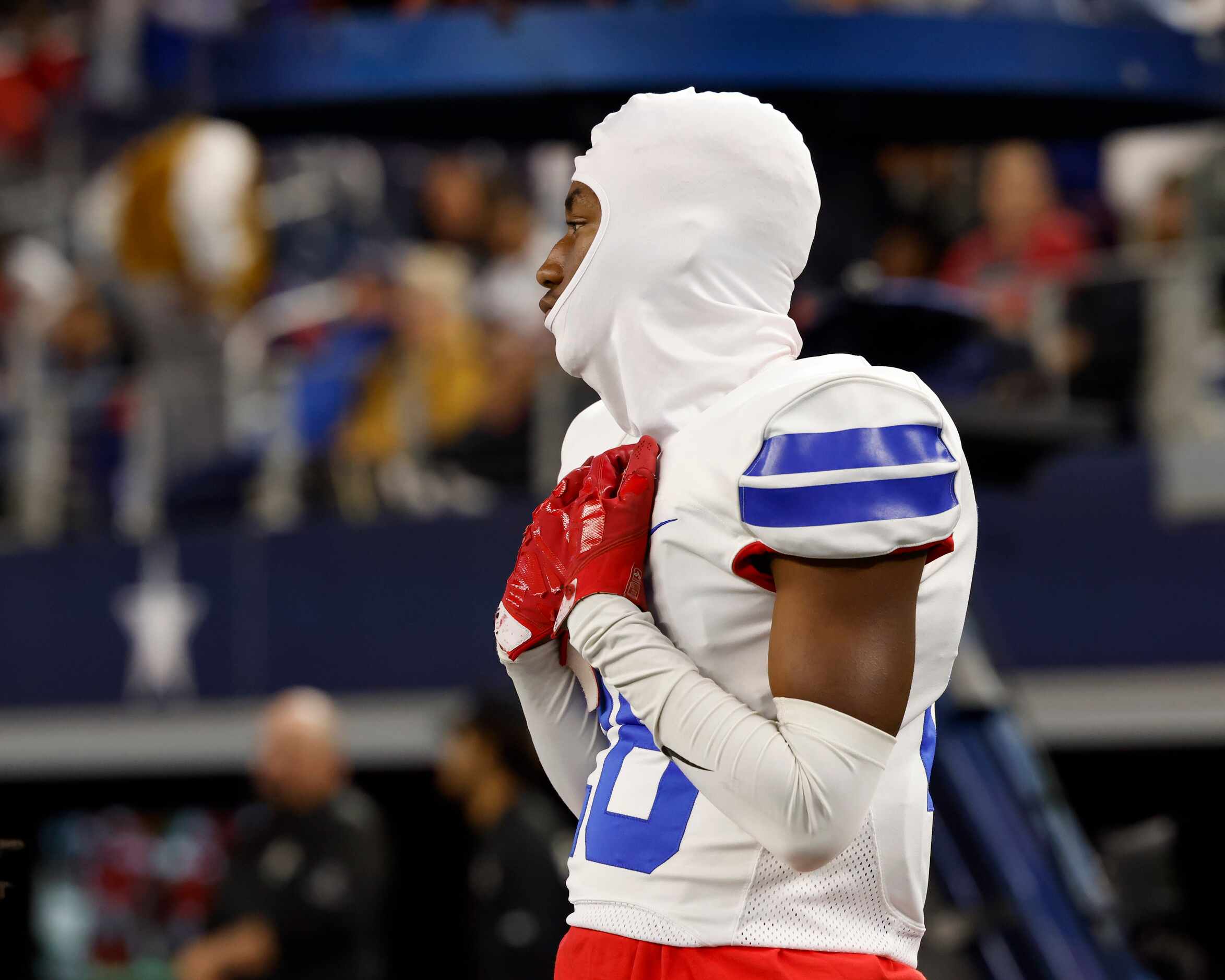 Duncanville defensive back Caleb Mathis (28) watches as Galena Park North Shore celebrates...