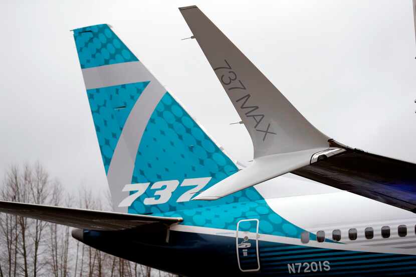 In this Feb. 5, 2018, file photo, a dual-tipped wing tip, known as a "winglet," stands in...