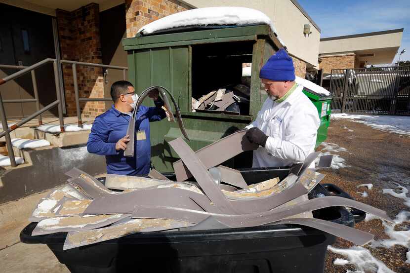 Arlington Independent School District employees began cleanup at Dunn Elementary after a...