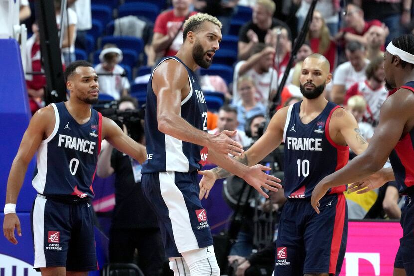 From left, Elie Okobo, Rudy Gobert, Evan Fournier and Guerschon Yabusele of France during...