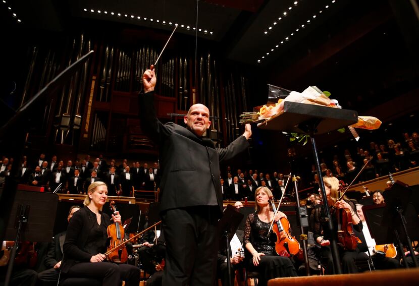 Jaap van Zweden waved his hands after his last performance as music director for the Dallas...