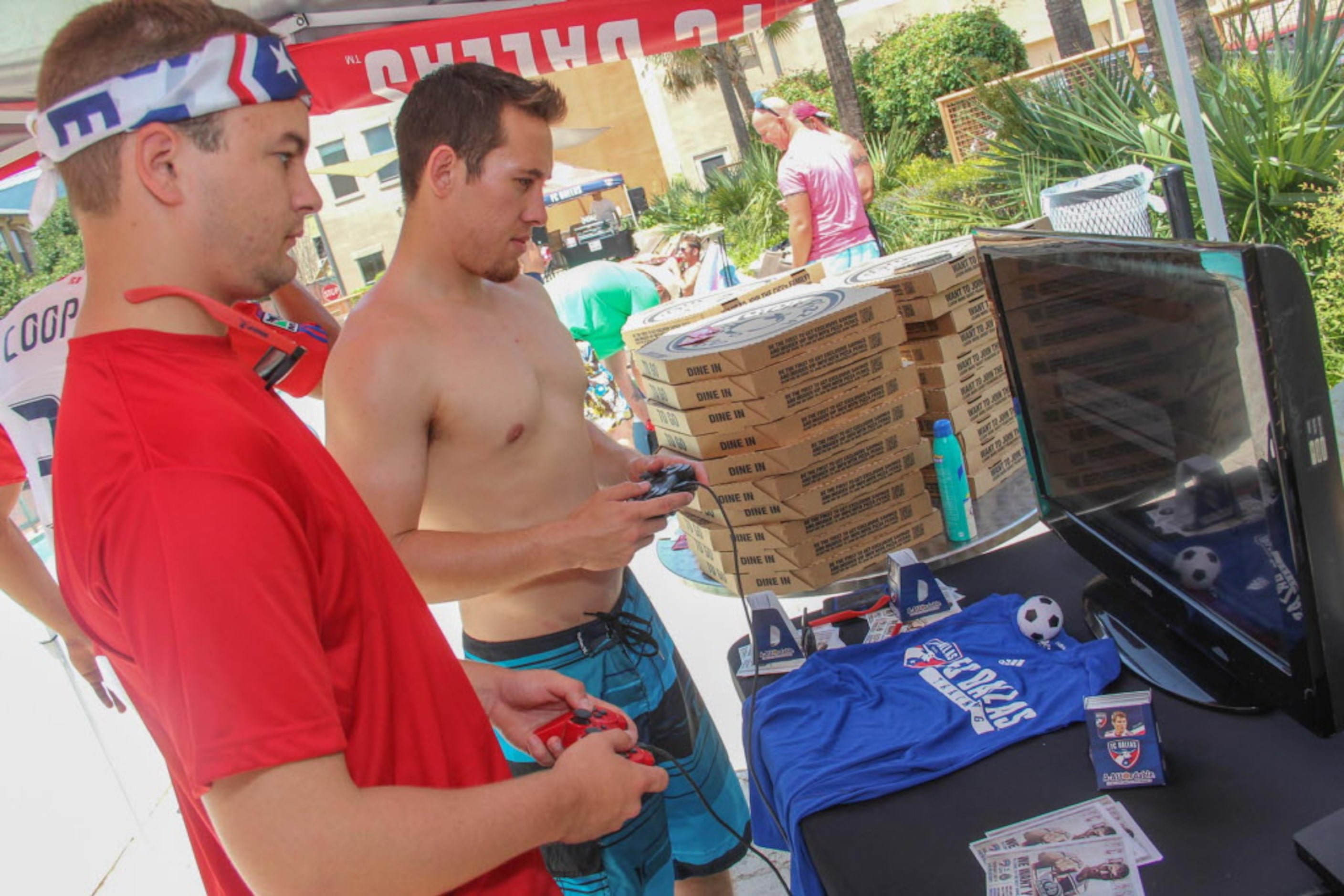 FC Dallas pool party benefitting FC Dallas Foundation for kids and the troops at Legacy...