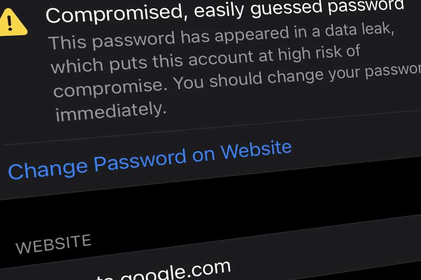 A notification of a compromised password from iOS 14.