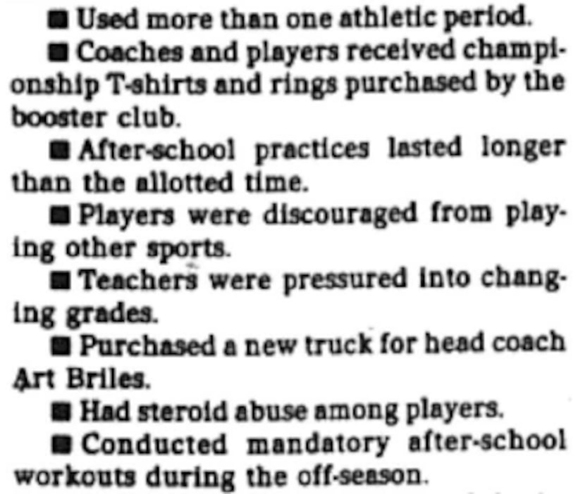 A total of 10 UIL violations were charged in Carmichael's letter.