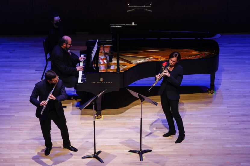 From left Dallas Symphony Chamber Players, David Buck, flute, Gabriel Sanchez, piano, and...