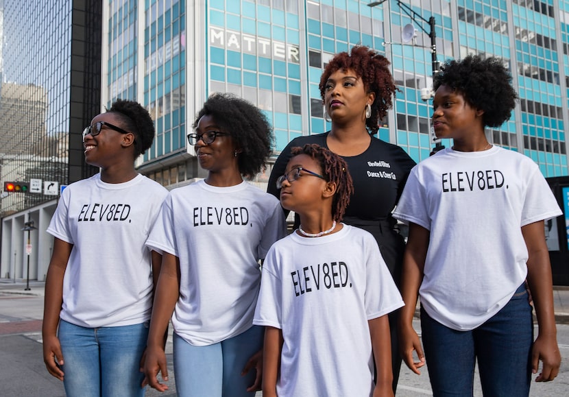 (From left) Members of Elev8ed Elites, Janyiah Cooks, 12, Zaria Fisher, 10, Arianna Roberts,...