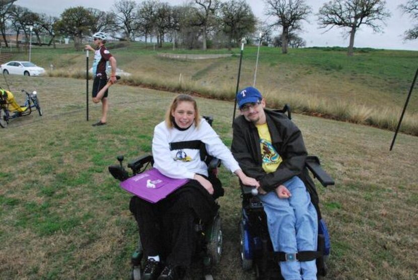 
Alex Dagley visits with Stephanie Kilgore, a friend who also has FA, at the 2013 Ride...