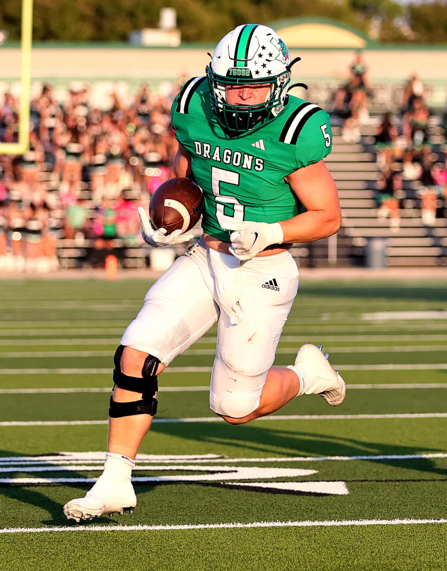 Southlake Carroll running back James Lehman (5) gets into the endzone for a touchdown run...