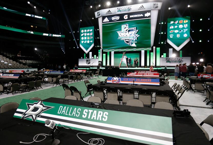 The scene of inside American Airlines Center in preparation for the 2018 NHL Draft in...