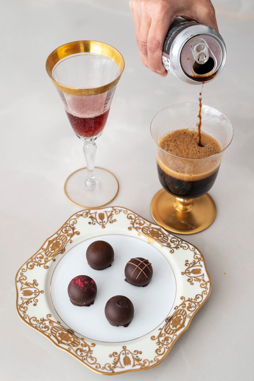 Chocolate truffles with Banfi Rosa Regale DOCG and 903 Brewers' Fragile Like a Bomb Imperial...