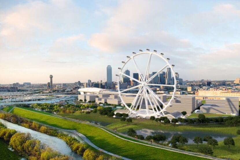 The more than 500-foot tall observation wheel would be built on Riverfront Boulevard south...