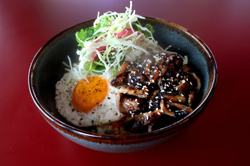 The BBQ rice bowl with pork at Local Public Eatery