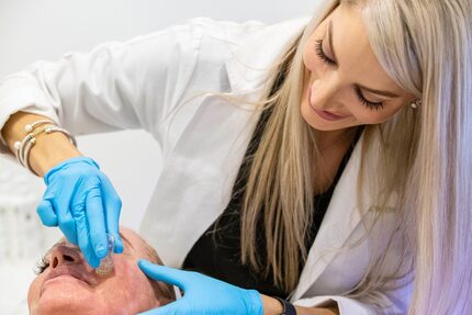 Nurse Jessica Orman, right, has tried the 24-karat gold needle treatment, too, she says.