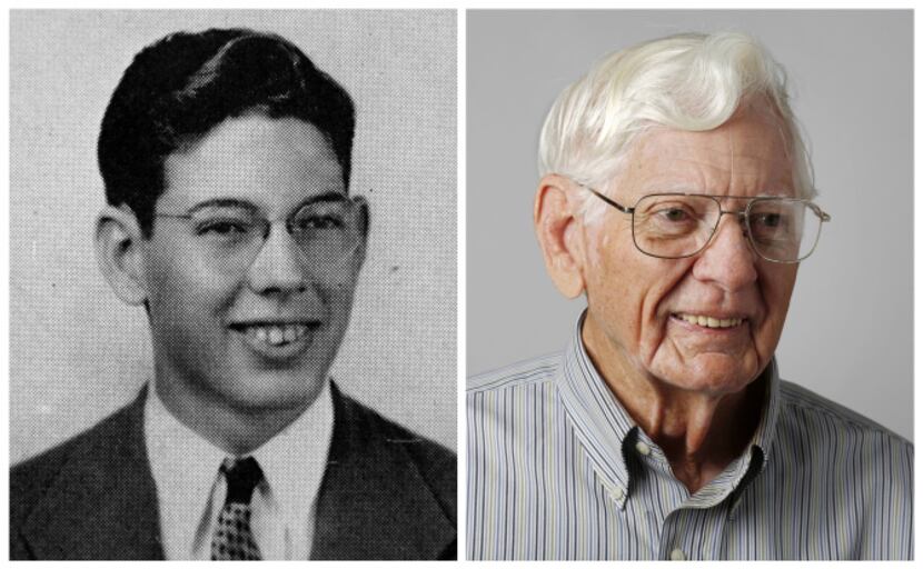 Charles Posey in his 1943 senior class picture and today.