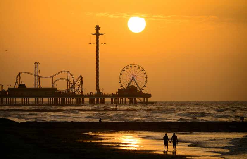 The historic Pleasure Pier is one of Galveston's iconic beach attractions.