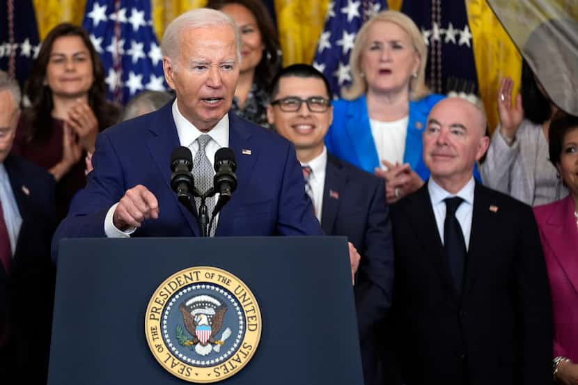 President Joe Biden speaks during an event marking the 12th anniversary of the Deferred...