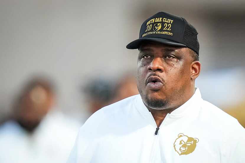 South Oak Cliff head coach Jason Todd looks on during the first half of a high school...