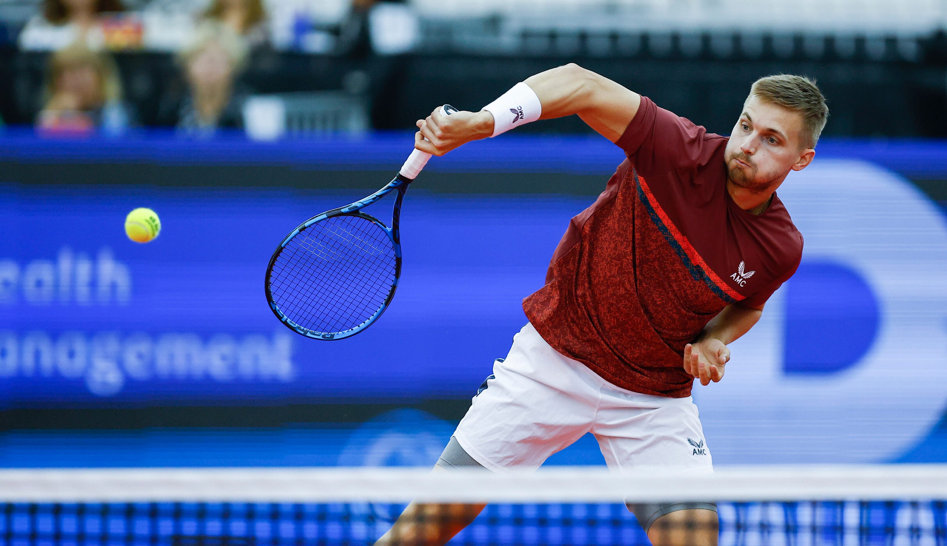 Lloyd Glasspool returns the ball during the doubles final of the ATP Dallas Open against...