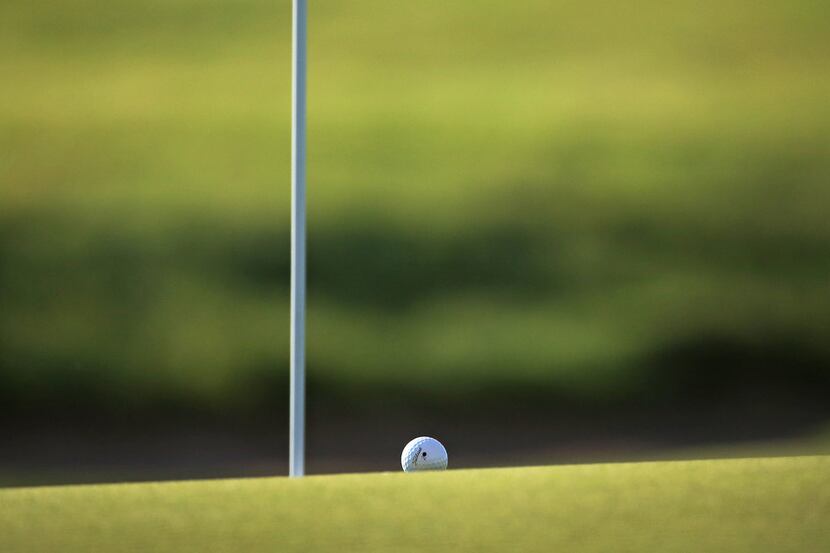 Ryan Armour's putt comes up just a little short on the fifth hole at the 2018 AT&T Byron...