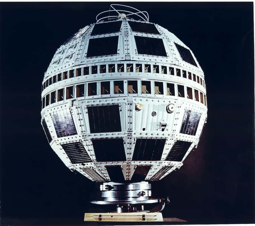This undated image provided by Bell Labs shows the Telstar 1 satellite. Telstar was launched...