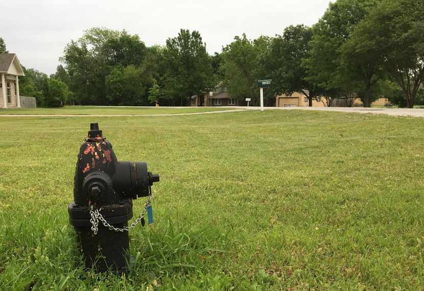 A fire hydrant in the newly annexed neighborhood along Plum Lane is painted black to signal...