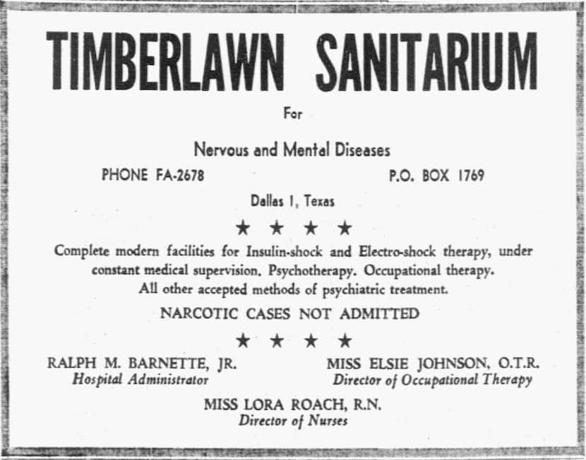 An Timberlawn ad that appeared in The Dallas Morning News in 1950