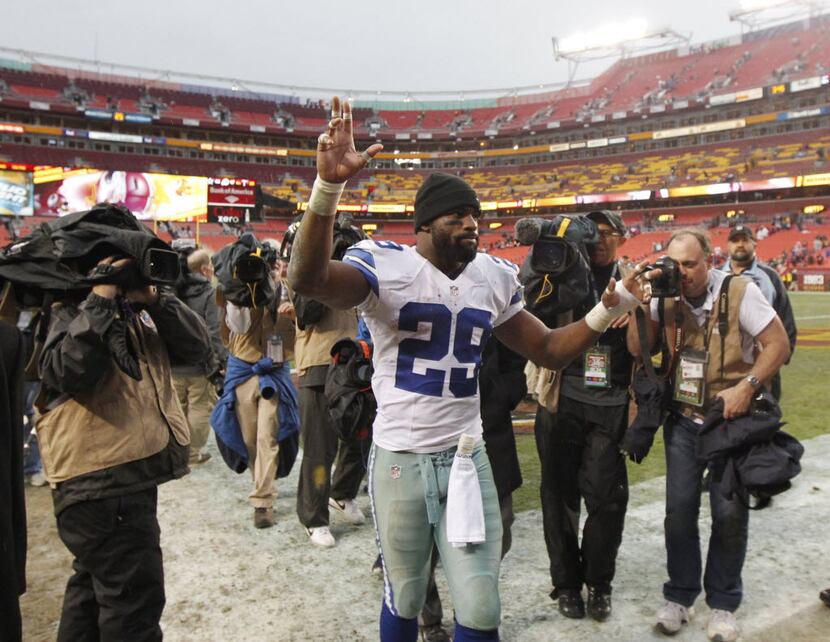 Dallas Cowboys running back DeMarco Murray (29) leaves the field after they defeated the...