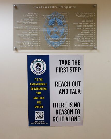 Posters are displayed throughout the Jack Evans Police Headquarters and in patrol division...