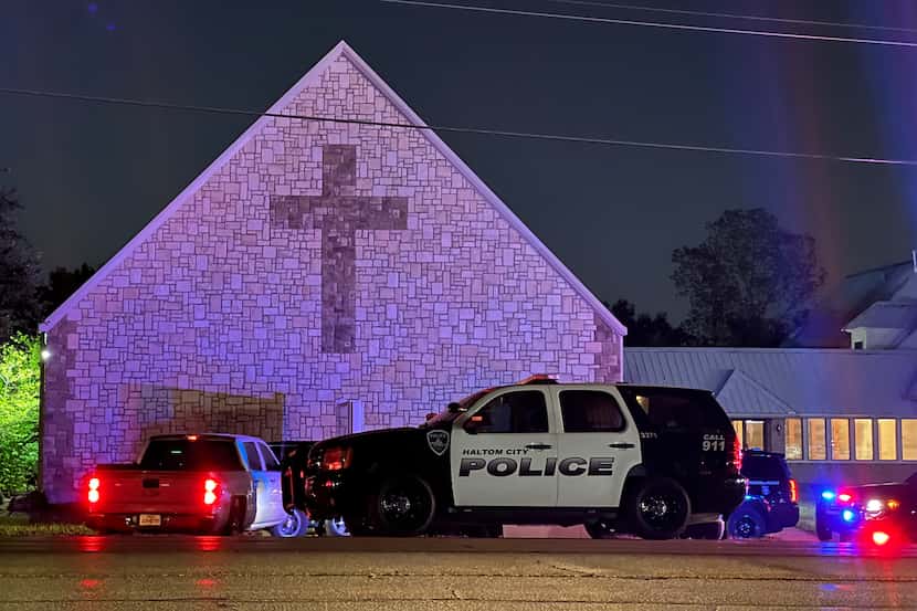 A heavy police presence was stationed late Saturday in front of the Christ the King Lutheran...