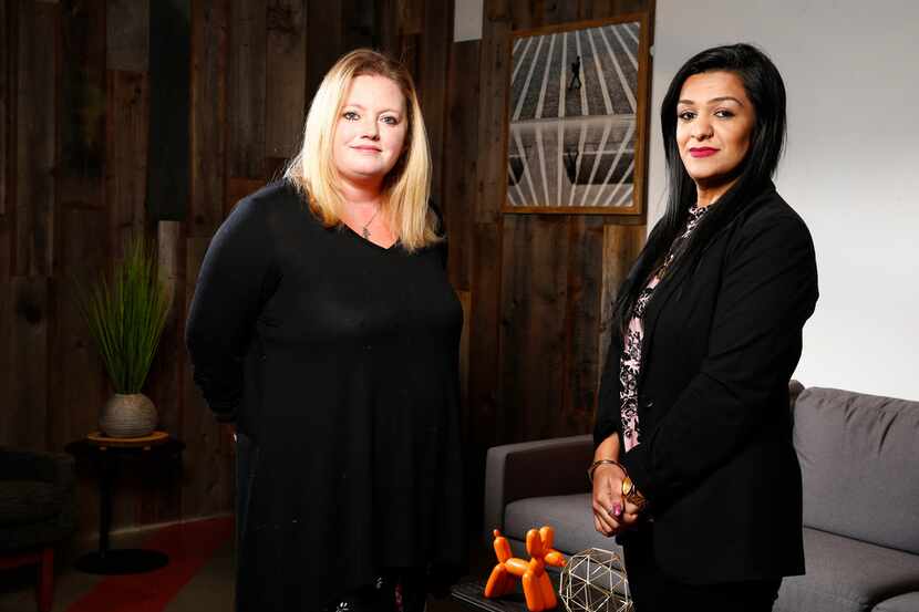 Shanna Poteet Rivera (left) and Reena Bana pose for a portrait at Mindsight Llc. offices in...