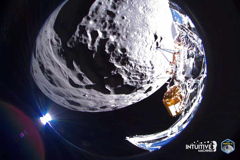 On Thursday, Feb. 22, 2024, the Intuitive Machines’ Odysseus lunar lander captures a wide...