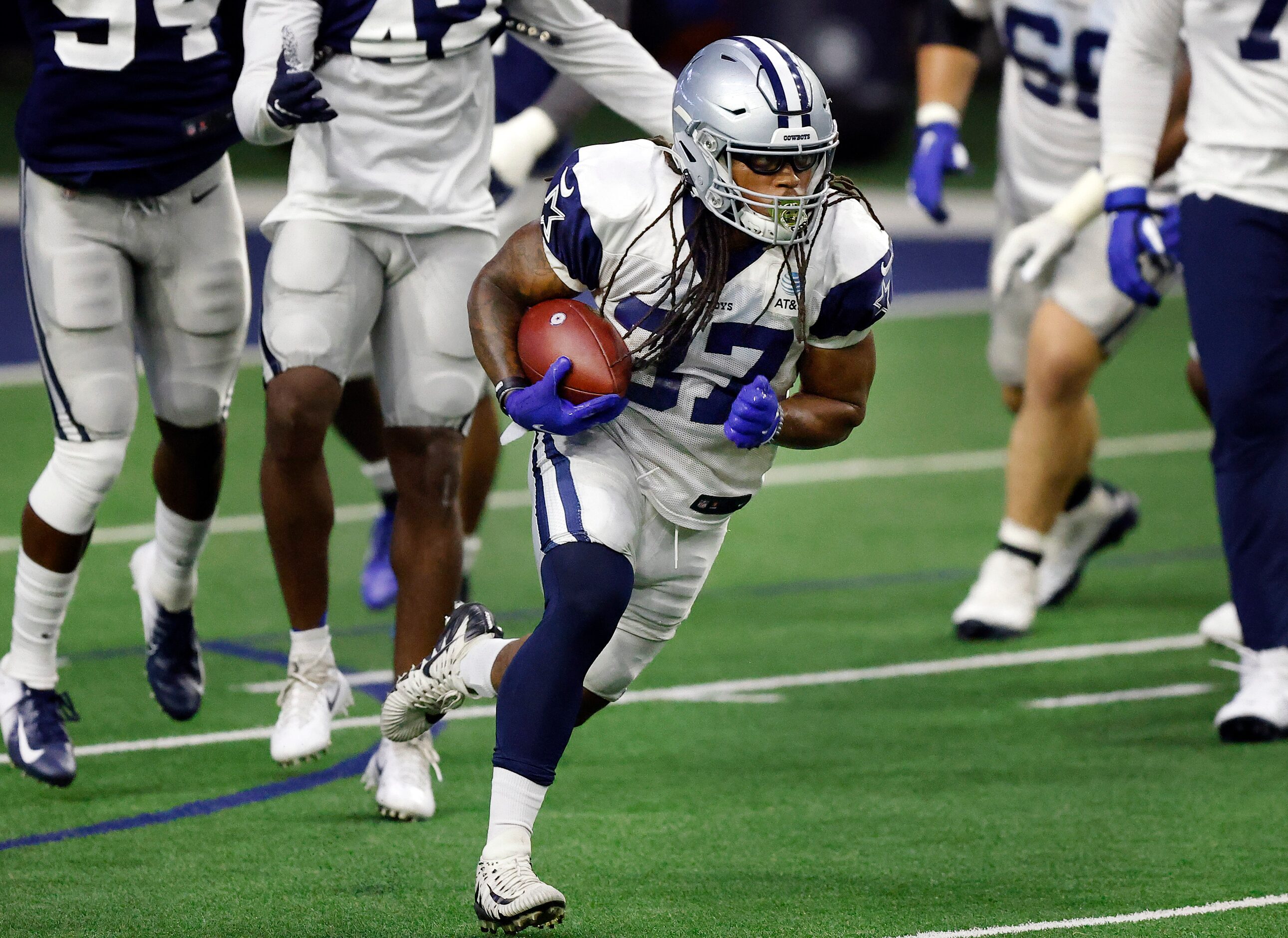 Dallas Cowboys running back JaQuan Hardy (37) carries the ball during a Training Camp play...