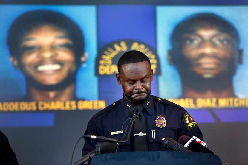 Dallas Assistant Chief of Police Avery Moore takes a moment to himself as he offers...