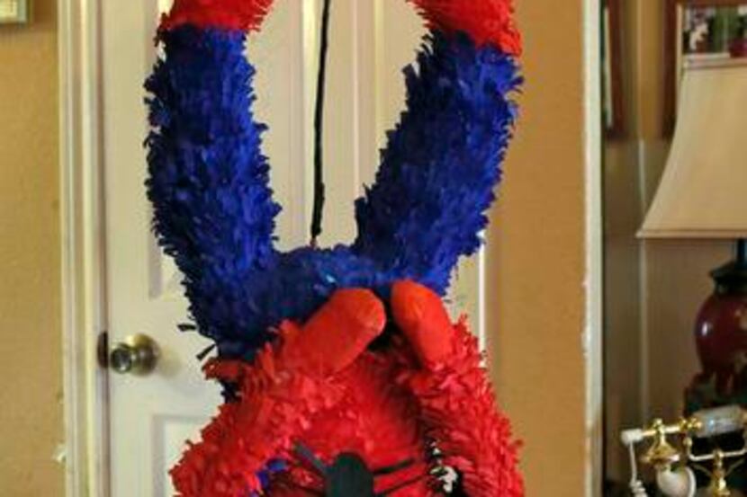 
A custom designed Spider-Man piñata hangs around Maria Barrera’s house, awaiting pick-up.
